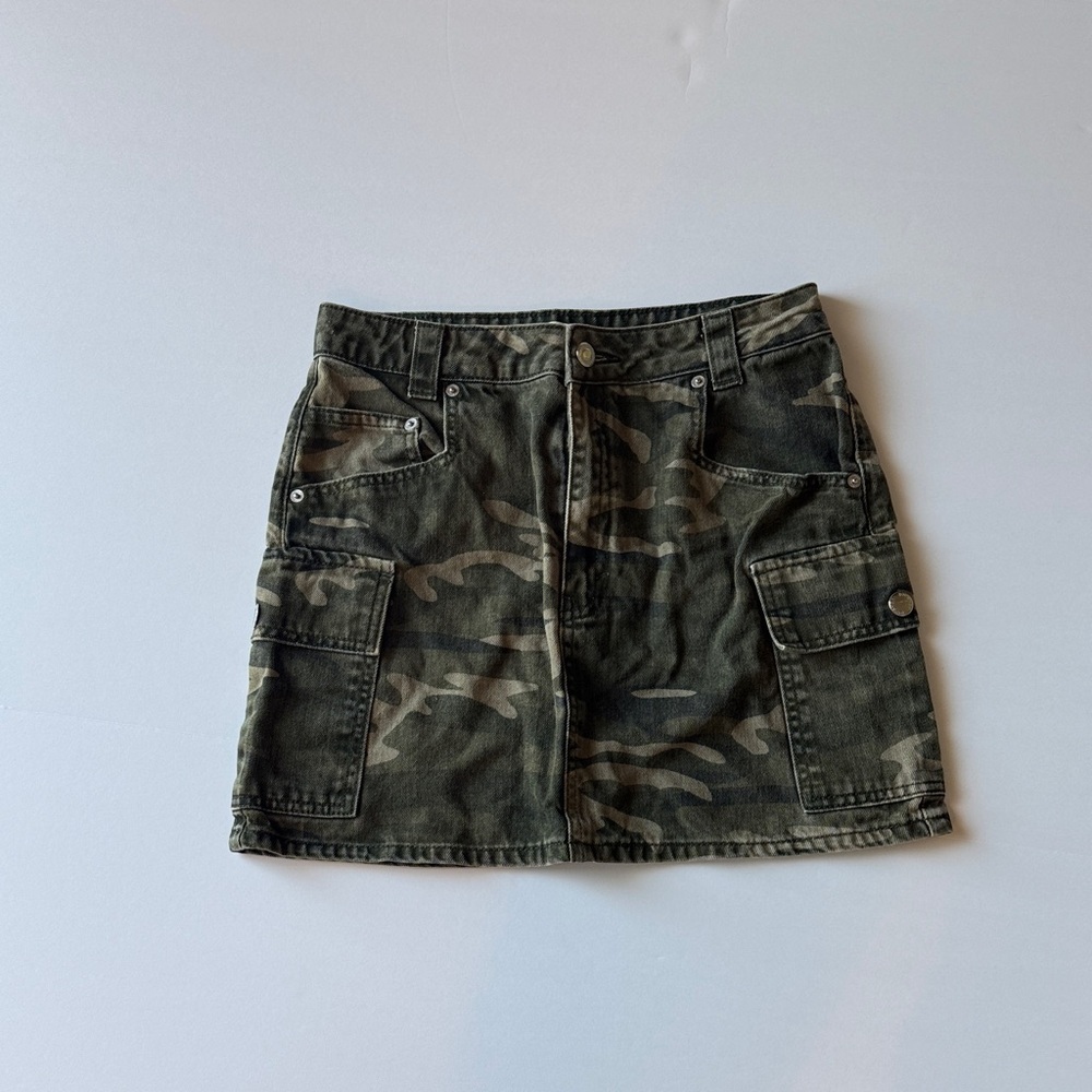 Topshop 100% Cotton Green Camouflage Cargo Style Mini Skirt‎